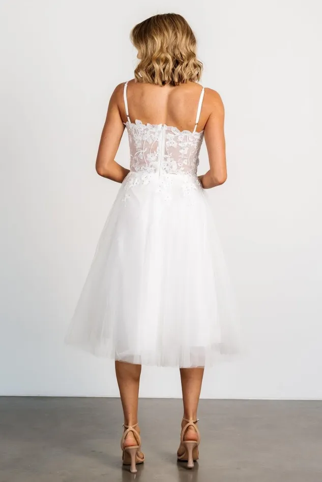 Baltic Born Bridal Women Noelle Shimmer Midi Dress Off White