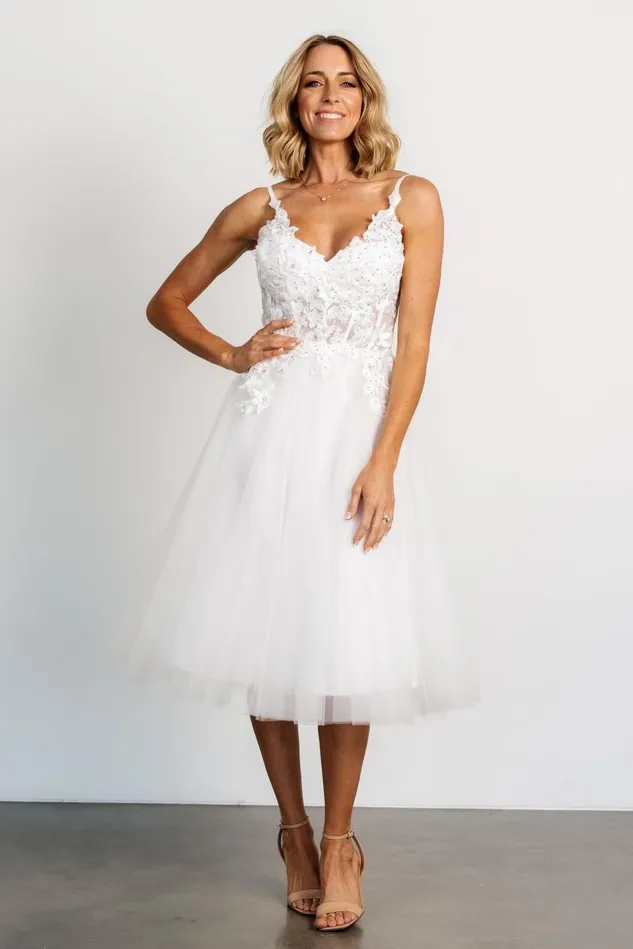 Baltic Born Bridal Women Noelle Shimmer Midi Dress Off White