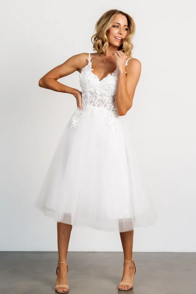 Baltic Born Bridal Women Noelle Shimmer Midi Dress Off White