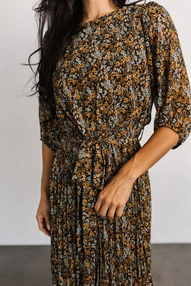 Baltic Born Bump Friendly Women Eileen Pleated Dress Midnight Garden Print Baltic Born Bump Friendly Women Eileen Pleated Dress Midnight Garden Print