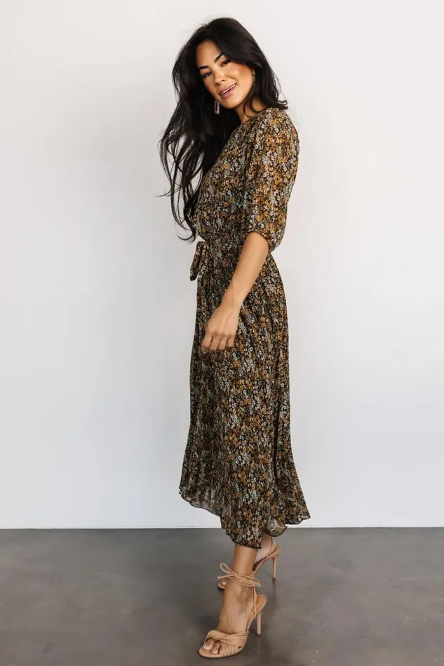 Baltic Born Bump Friendly Women Eileen Pleated Dress Midnight Garden Print Baltic Born Bump Friendly Women Eileen Pleated Dress Midnight Garden Print