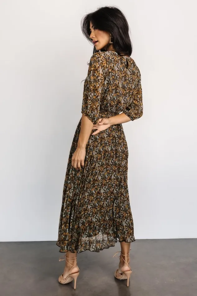 Baltic Born Bump Friendly Women Eileen Pleated Dress Midnight Garden Print Baltic Born Bump Friendly Women Eileen Pleated Dress Midnight Garden Print