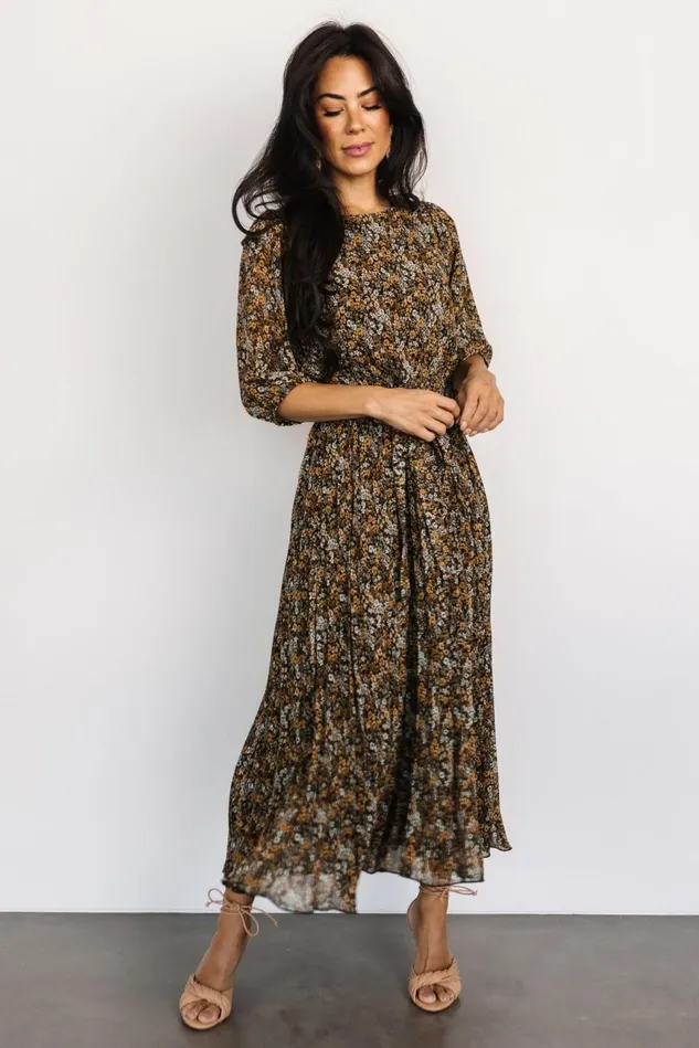 Baltic Born Bump Friendly Women Eileen Pleated Dress Midnight Garden Print Baltic Born Bump Friendly Women Eileen Pleated Dress Midnight Garden Print