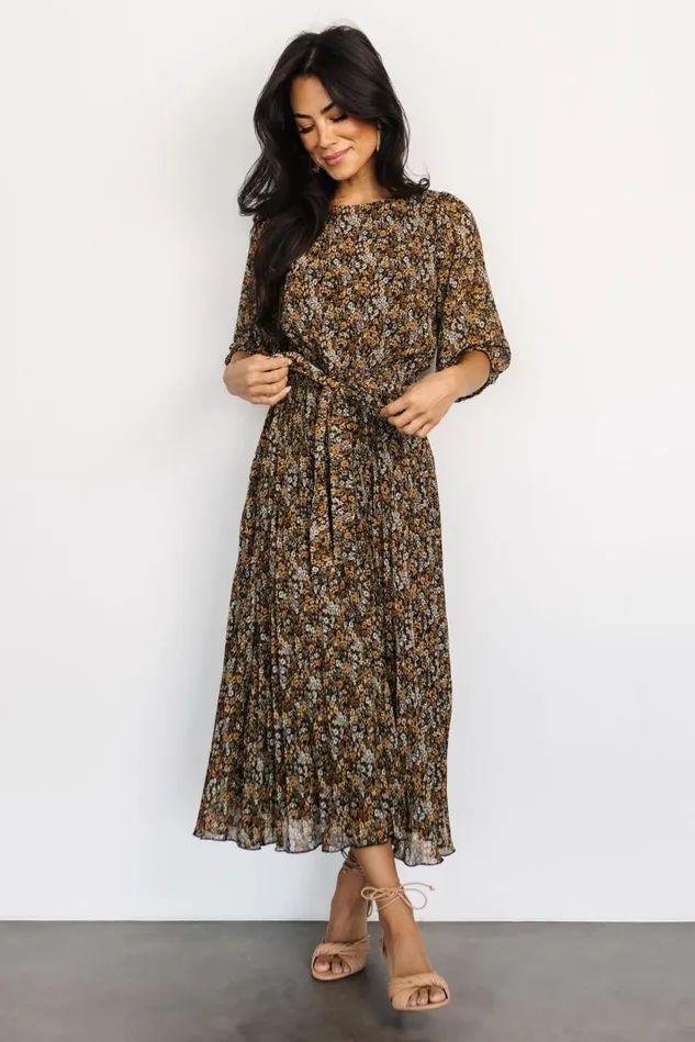 Baltic Born Bump Friendly Women Eileen Pleated Dress Midnight Garden Print Baltic Born Bump Friendly Women Eileen Pleated Dress Midnight Garden Print