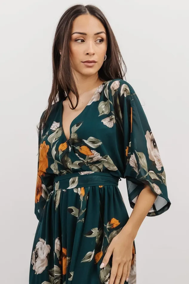 Baltic Born Bump Friendly Women Kia Kimono Maxi Dress Deep Topaz Floral