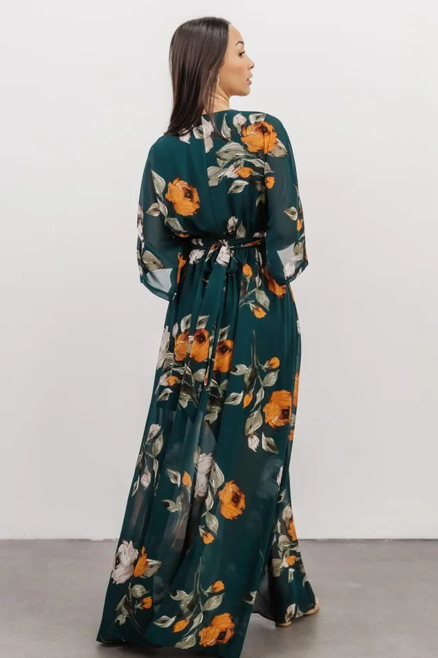 Baltic Born Bump Friendly Women Kia Kimono Maxi Dress Deep Topaz Floral