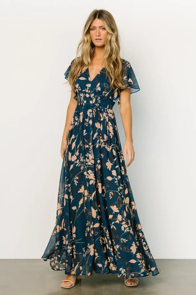 Baltic Born Bump Friendly Women Lynlee Metallic Maxi Dress Topaz