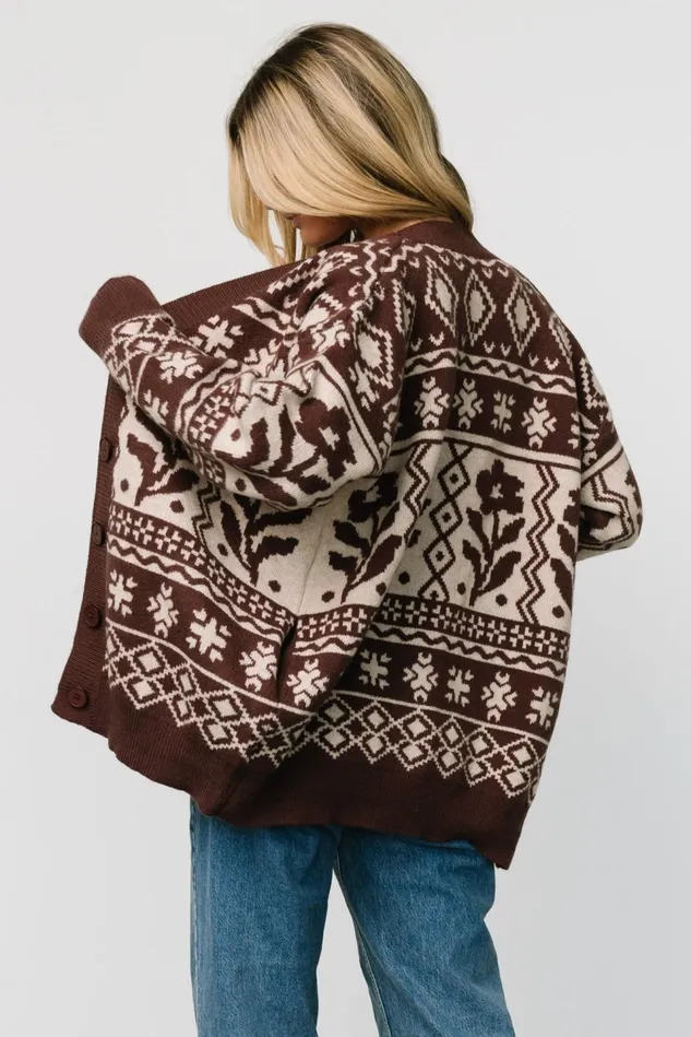 Baltic Born Cardigans Women Jackson Oversized Cardigan Dark Mocha Print Baltic Born Cardigans Women Jackson Oversized Cardigan Dark Mocha Print