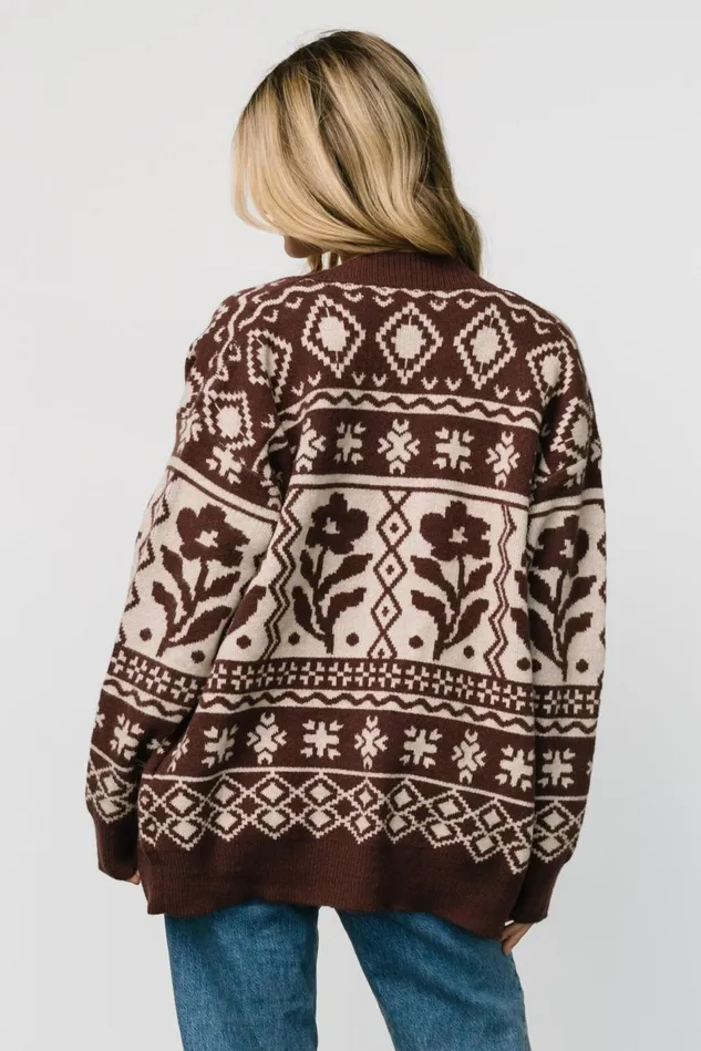 Baltic Born Cardigans Women Jackson Oversized Cardigan Dark Mocha Print Baltic Born Cardigans Women Jackson Oversized Cardigan Dark Mocha Print