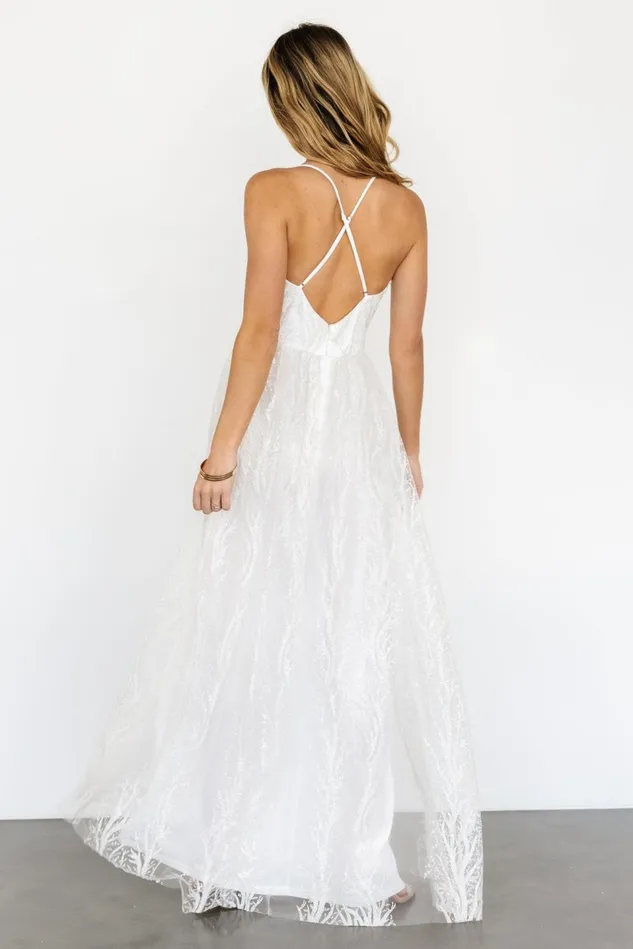 Baltic Born Embellished Sequin Women Zayla Shimmer Gown White Baltic Born Embellished Sequin Women Zayla Shimmer Gown White