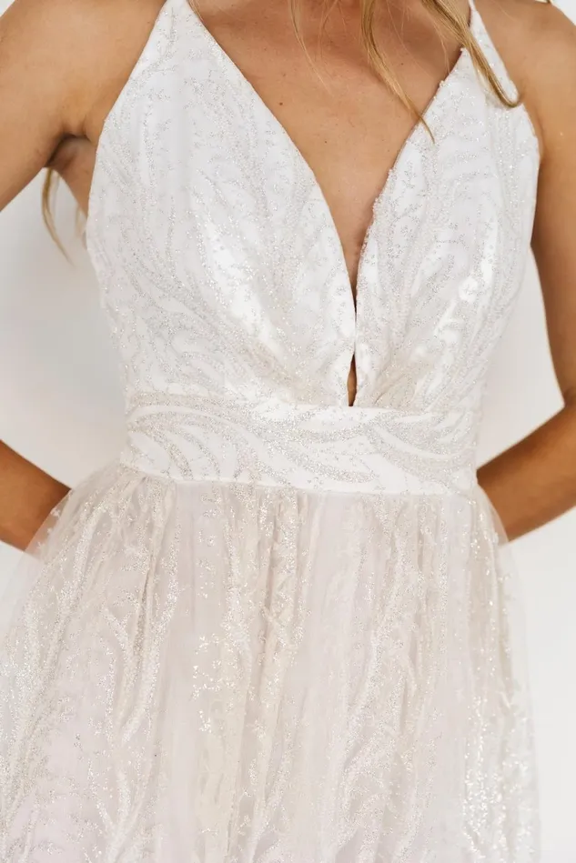 Baltic Born Embellished Sequin Women Zayla Shimmer Gown White Baltic Born Embellished Sequin Women Zayla Shimmer Gown White