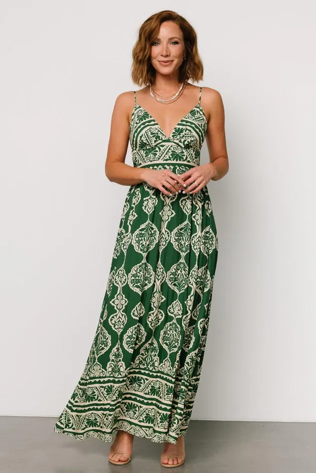 Baltic Born Maxi Dresses Women Davinah V Neck Maxi Dress Green Print