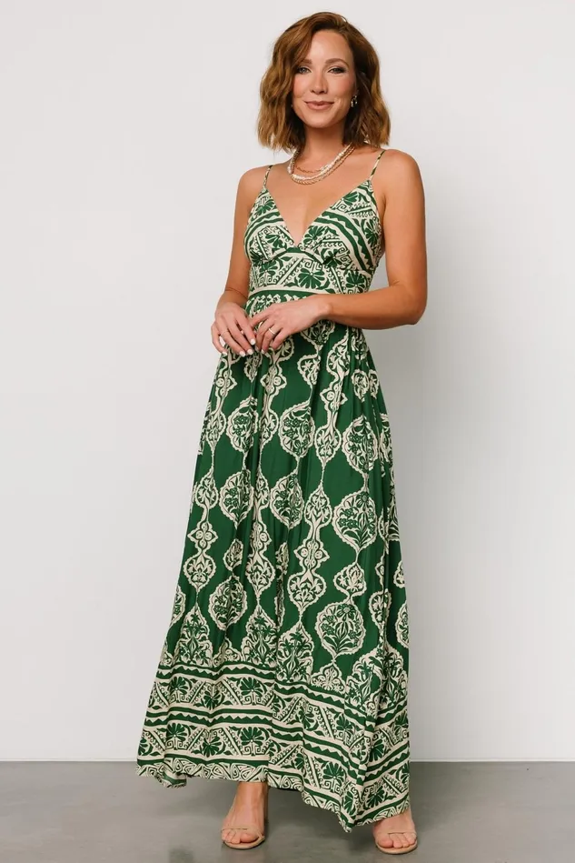 Baltic Born Maxi Dresses Women Davinah V Neck Maxi Dress Green Print Baltic Born Maxi Dresses Women Davinah V Neck Maxi Dress Green Print