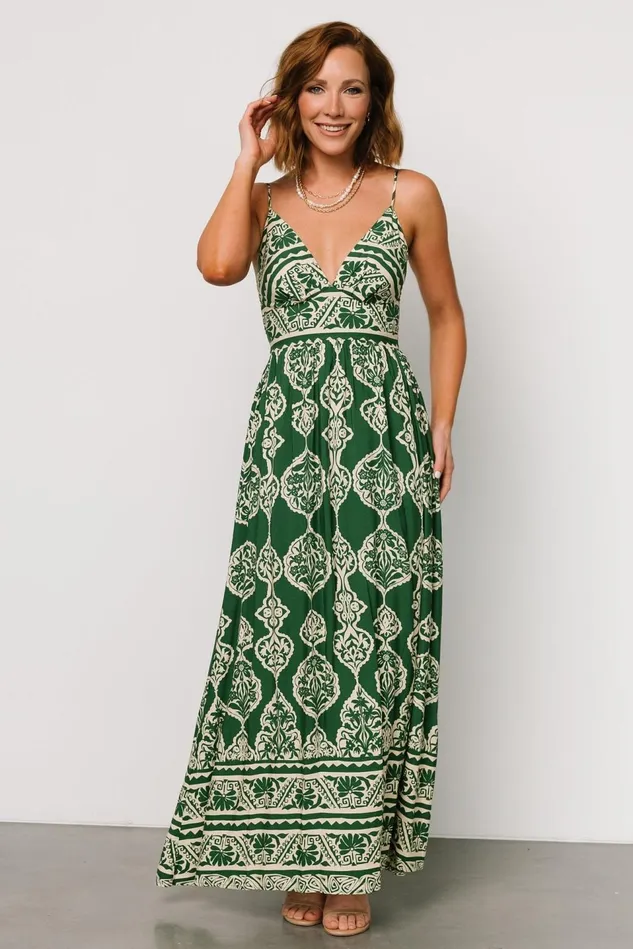 Baltic Born Maxi Dresses Women Davinah V Neck Maxi Dress Green Print Baltic Born Maxi Dresses Women Davinah V Neck Maxi Dress Green Print