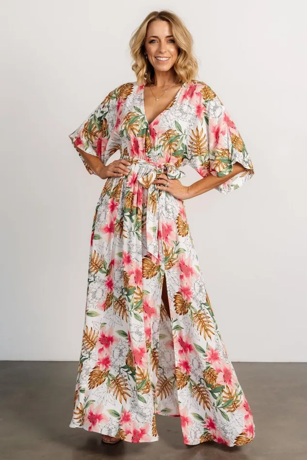 Baltic Born Maxi Dresses Women Harmonia Kimono Maxi Dress White Multi Print