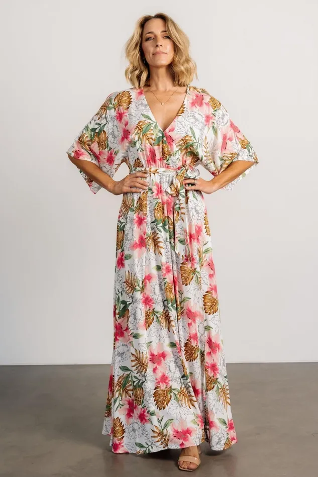 Baltic Born Maxi Dresses Women Harmonia Kimono Maxi Dress White Multi Print Baltic Born Maxi Dresses Women Harmonia Kimono Maxi Dress White Multi Print