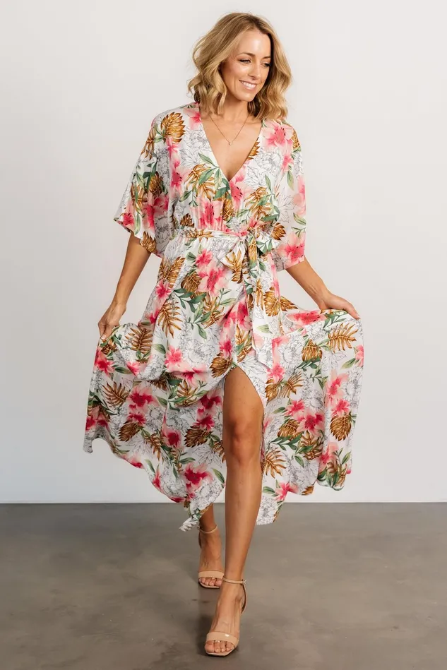 Baltic Born Maxi Dresses Women Harmonia Kimono Maxi Dress White Multi Print Baltic Born Maxi Dresses Women Harmonia Kimono Maxi Dress White Multi Print