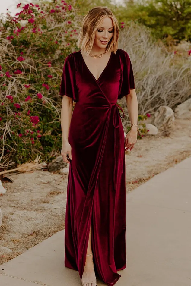 Baltic Born Maxi Dresses Women Meghan Velvet Wrap Maxi Dress Mulberry Baltic Born Maxi Dresses Women Meghan Velvet Wrap Maxi Dress Mulberry