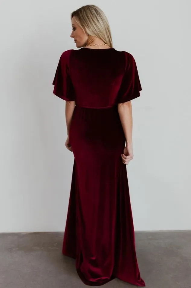 Baltic Born Maxi Dresses Women Meghan Velvet Wrap Maxi Dress Mulberry Baltic Born Maxi Dresses Women Meghan Velvet Wrap Maxi Dress Mulberry