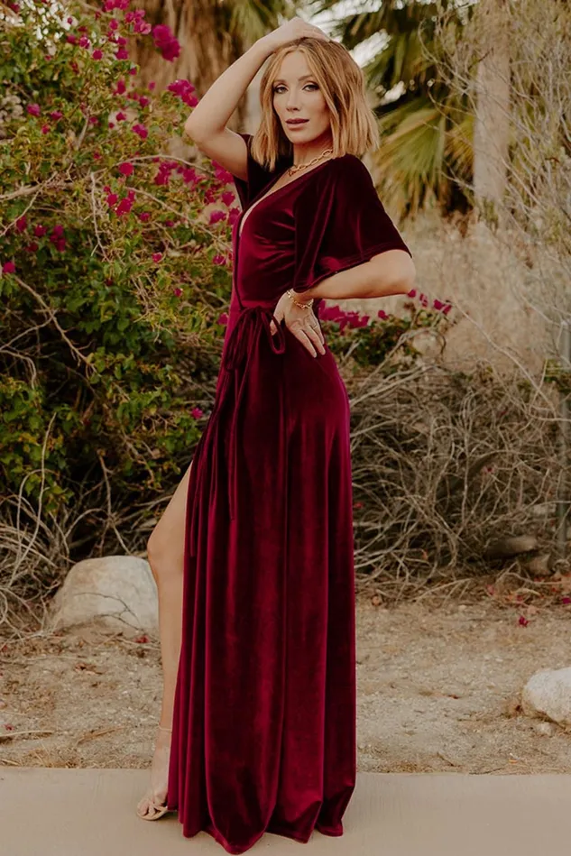 Baltic Born Maxi Dresses Women Meghan Velvet Wrap Maxi Dress Mulberry Baltic Born Maxi Dresses Women Meghan Velvet Wrap Maxi Dress Mulberry