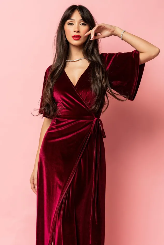 Baltic Born Maxi Dresses Women Meghan Velvet Wrap Maxi Dress Mulberry Baltic Born Maxi Dresses Women Meghan Velvet Wrap Maxi Dress Mulberry