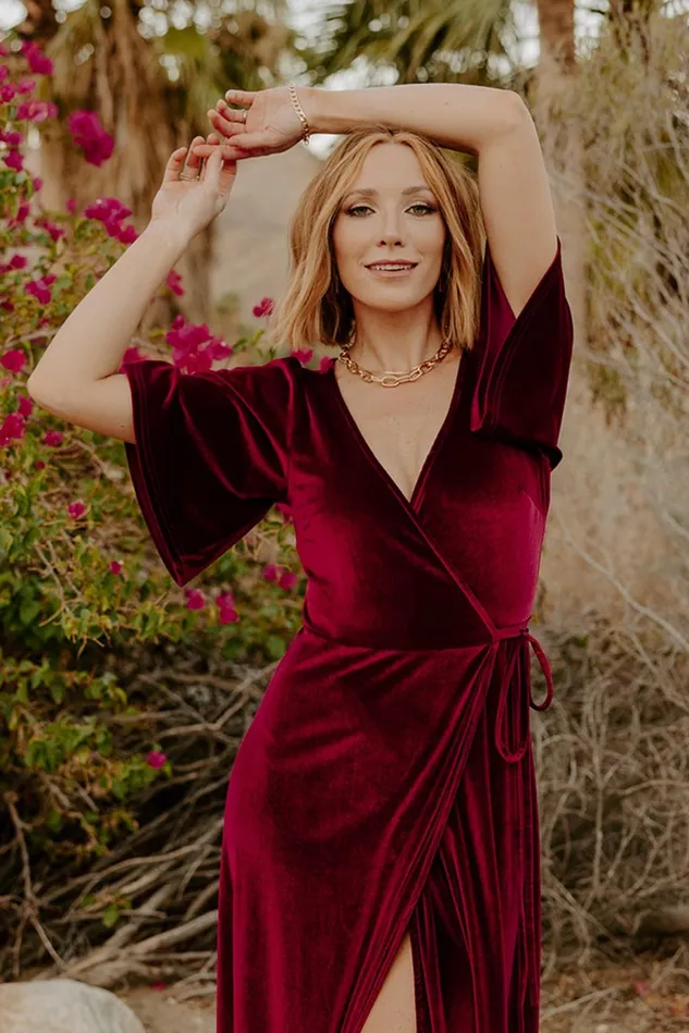 Baltic Born Maxi Dresses Women Meghan Velvet Wrap Maxi Dress Mulberry Baltic Born Maxi Dresses Women Meghan Velvet Wrap Maxi Dress Mulberry