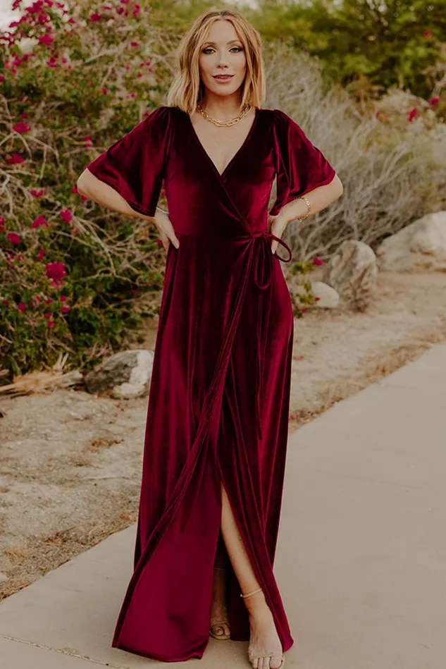 Baltic Born Maxi Dresses Women Meghan Velvet Wrap Maxi Dress Mulberry Baltic Born Maxi Dresses Women Meghan Velvet Wrap Maxi Dress Mulberry