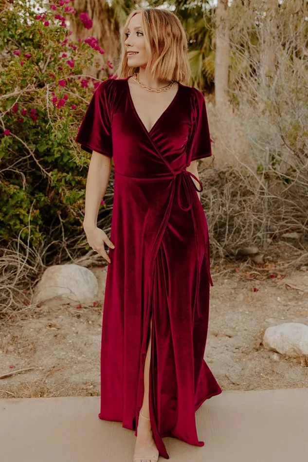 Baltic Born Maxi Dresses Women Meghan Velvet Wrap Maxi Dress Mulberry Baltic Born Maxi Dresses Women Meghan Velvet Wrap Maxi Dress Mulberry