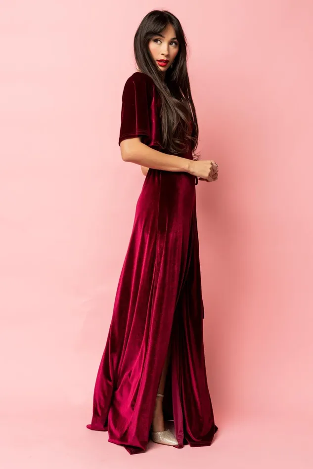 Baltic Born Maxi Dresses Women Meghan Velvet Wrap Maxi Dress Mulberry Baltic Born Maxi Dresses Women Meghan Velvet Wrap Maxi Dress Mulberry