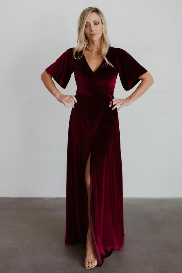 Baltic Born Maxi Dresses Women Meghan Velvet Wrap Maxi Dress Mulberry Baltic Born Maxi Dresses Women Meghan Velvet Wrap Maxi Dress Mulberry