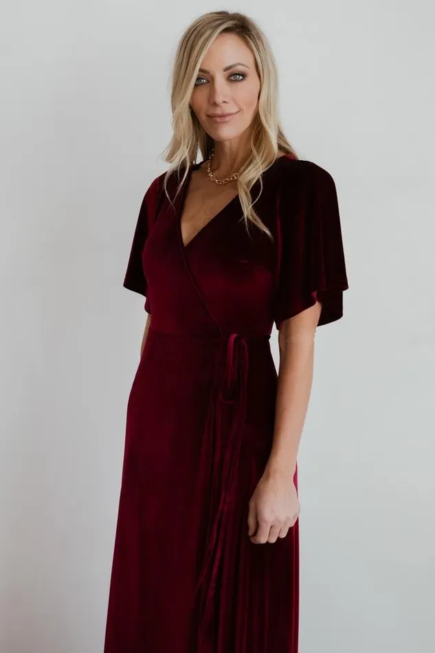 Baltic Born Maxi Dresses Women Meghan Velvet Wrap Maxi Dress Mulberry Baltic Born Maxi Dresses Women Meghan Velvet Wrap Maxi Dress Mulberry