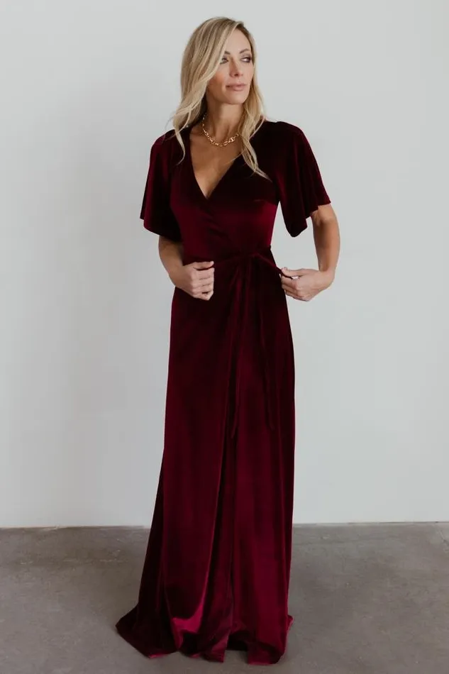 Baltic Born Maxi Dresses Women Meghan Velvet Wrap Maxi Dress Mulberry Baltic Born Maxi Dresses Women Meghan Velvet Wrap Maxi Dress Mulberry