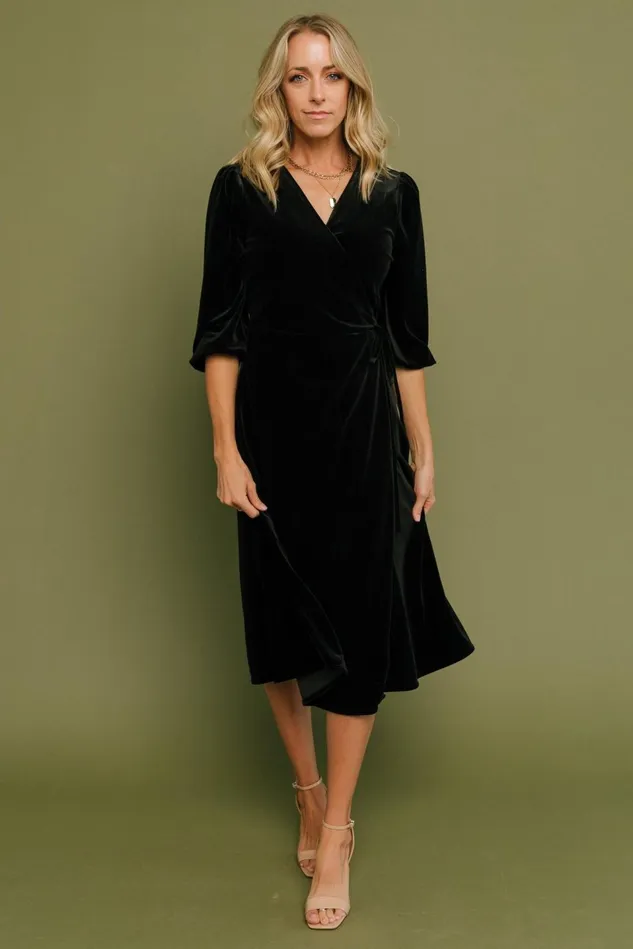 Baltic Born Mother Of The Bride Women Beckinsale Velvet Wrap Dress Black
