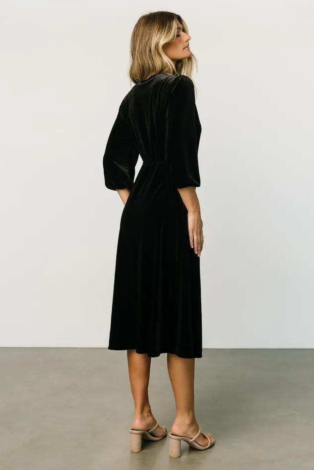 Baltic Born Mother Of The Bride Women Beckinsale Velvet Wrap Dress Black