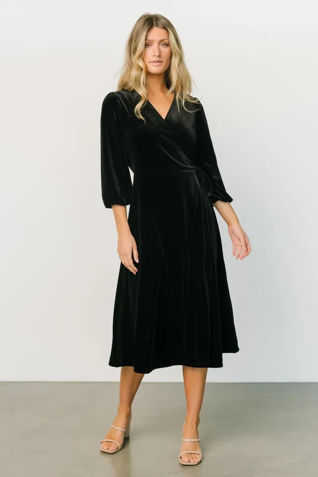 Baltic Born Mother Of The Bride Women Beckinsale Velvet Wrap Dress Black