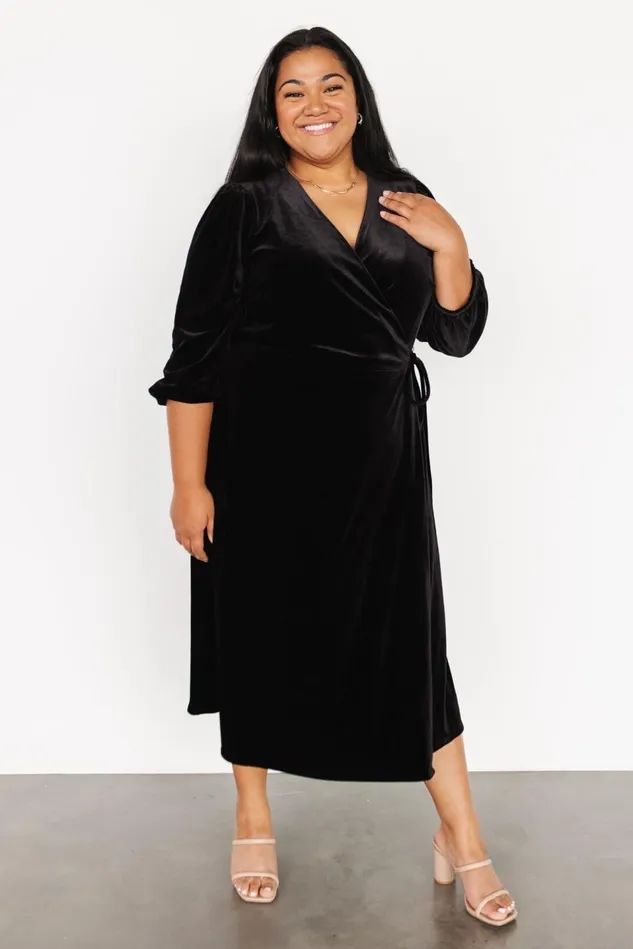 Baltic Born Mother Of The Bride Women Beckinsale Velvet Wrap Dress Black