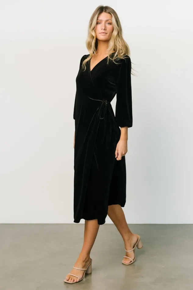 Baltic Born Mother Of The Bride Women Beckinsale Velvet Wrap Dress Black