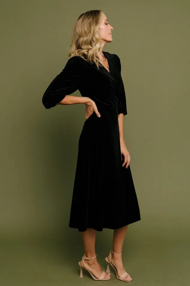 Baltic Born Mother Of The Bride Women Beckinsale Velvet Wrap Dress Black