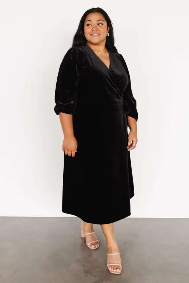 Baltic Born Mother Of The Bride Women Beckinsale Velvet Wrap Dress Black