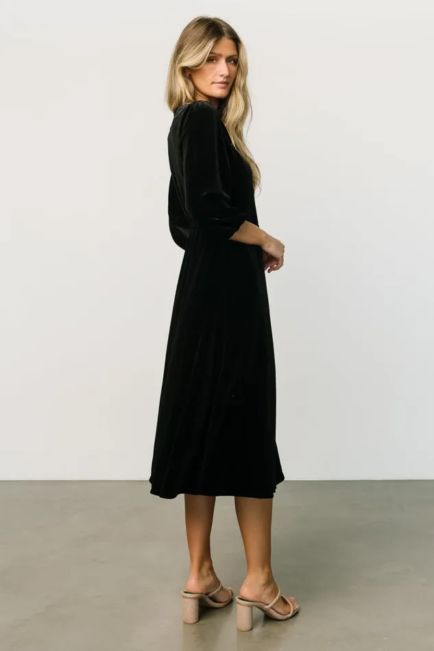 Baltic Born Mother Of The Bride Women Beckinsale Velvet Wrap Dress Black
