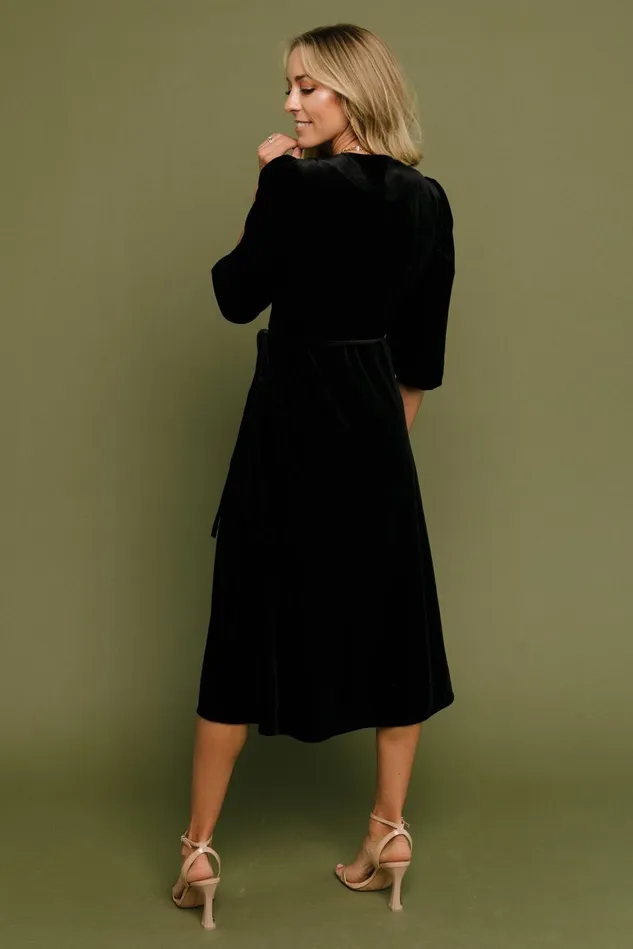 Baltic Born Mother Of The Bride Women Beckinsale Velvet Wrap Dress Black