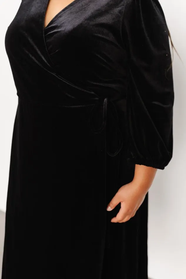Baltic Born Mother Of The Bride Women Beckinsale Velvet Wrap Dress Black