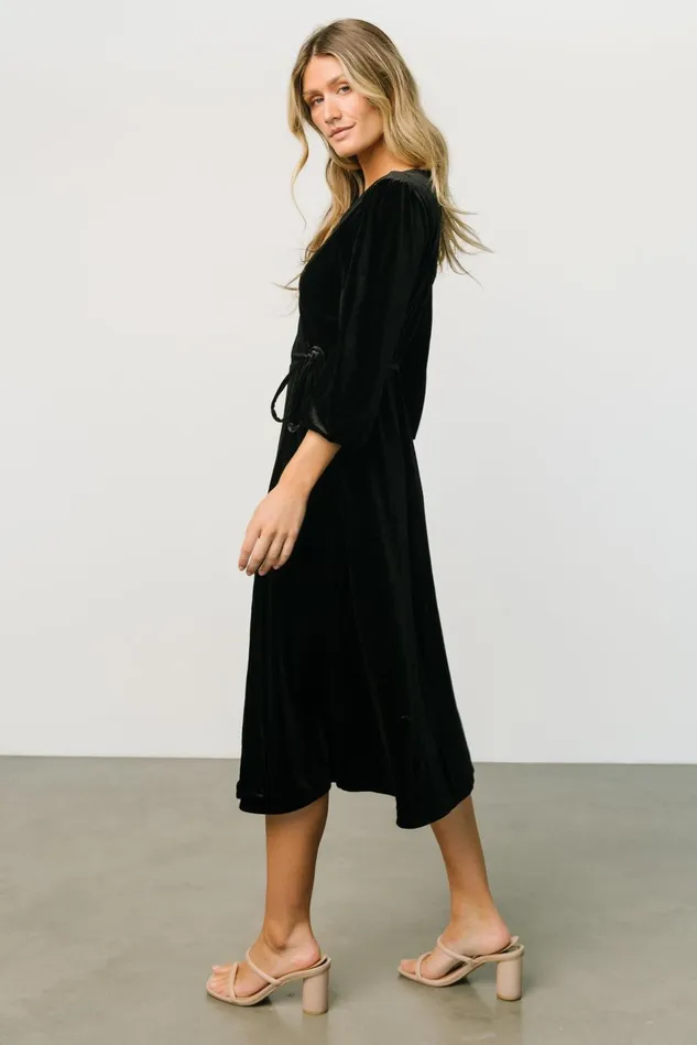 Baltic Born Mother Of The Bride Women Beckinsale Velvet Wrap Dress Black