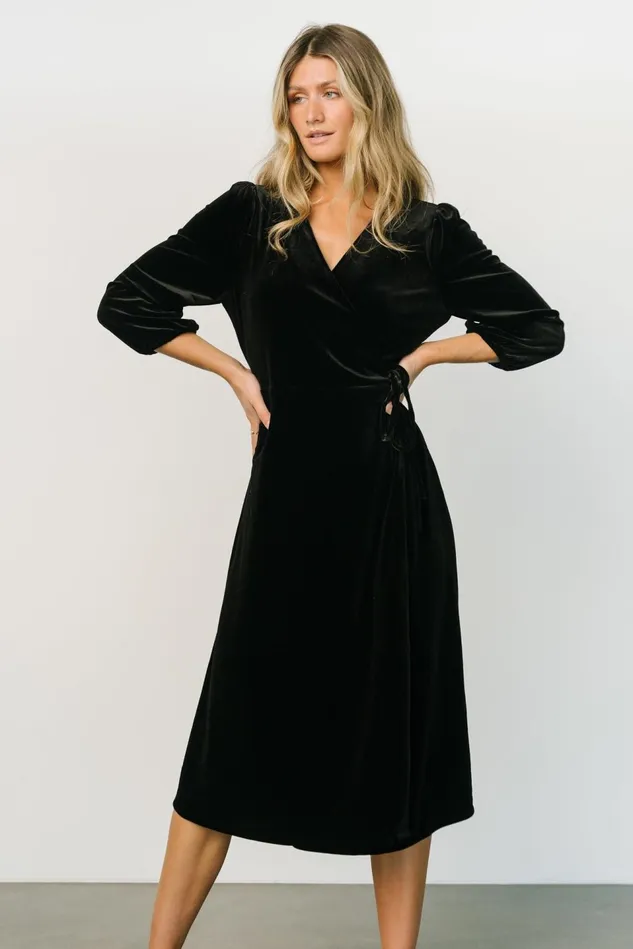 Baltic Born Mother Of The Bride Women Beckinsale Velvet Wrap Dress Black