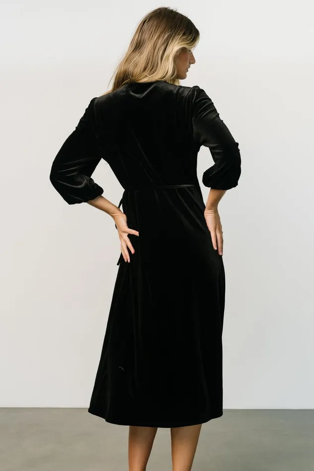 Baltic Born Mother Of The Bride Women Beckinsale Velvet Wrap Dress Black