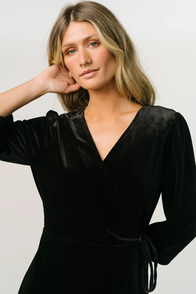 Baltic Born Mother Of The Bride Women Beckinsale Velvet Wrap Dress Black