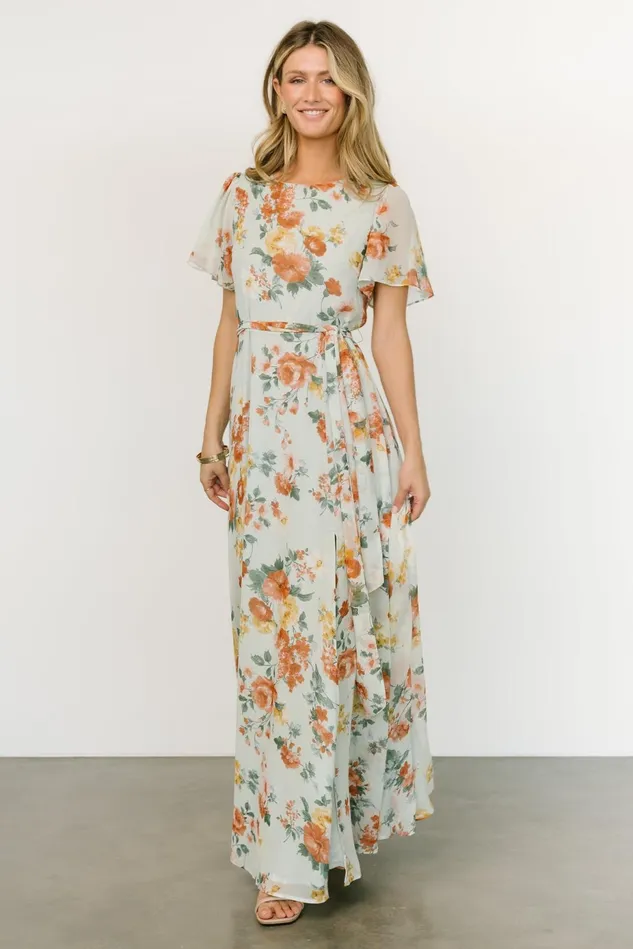 Baltic Born Mother Of The Bride Women Naomi Short Sleeve Maxi Dress Sage Floral Baltic Born Mother Of The Bride Women Naomi Short Sleeve Maxi Dress Sage Floral