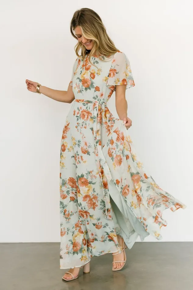 Baltic Born Mother Of The Bride Women Naomi Short Sleeve Maxi Dress Sage Floral Baltic Born Mother Of The Bride Women Naomi Short Sleeve Maxi Dress Sage Floral