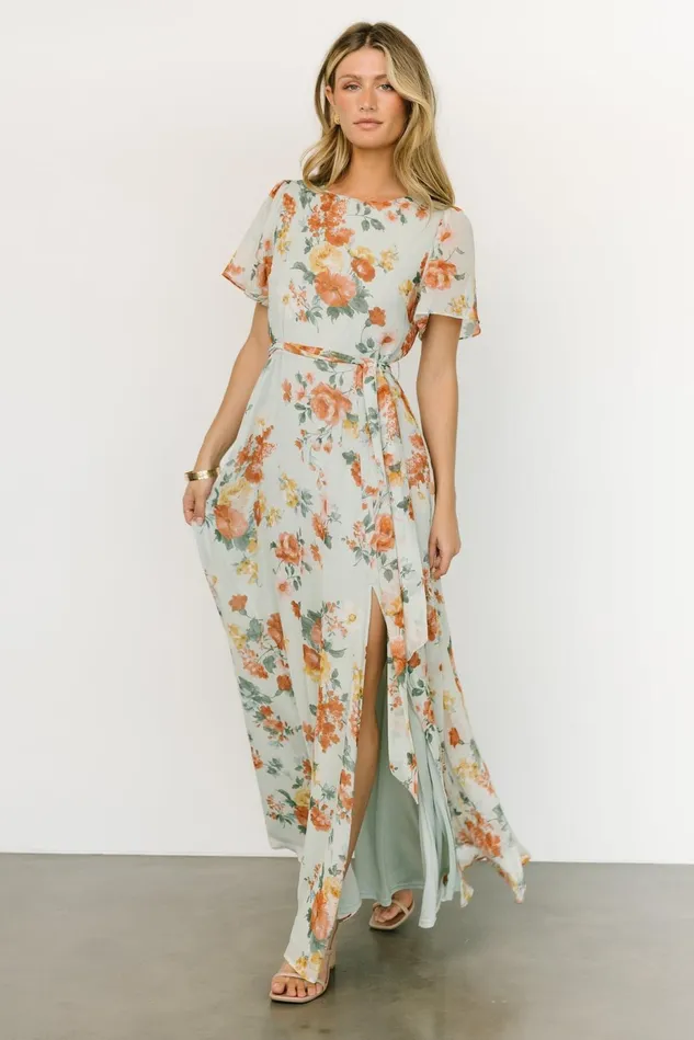 Baltic Born Mother Of The Bride Women Naomi Short Sleeve Maxi Dress Sage Floral Baltic Born Mother Of The Bride Women Naomi Short Sleeve Maxi Dress Sage Floral