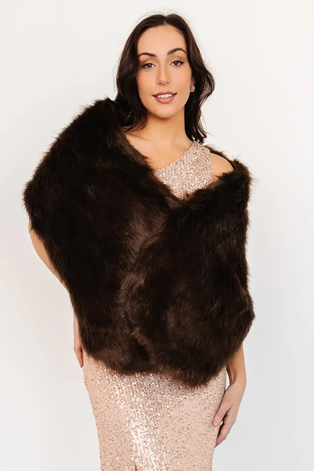 Baltic Born Outerwear Women Jovie Faux Fur Shawl Chocolate